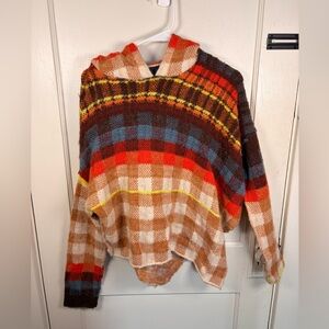 Free People Oversized Plaid Knit Sweater (slightly cropped) | Size XS
